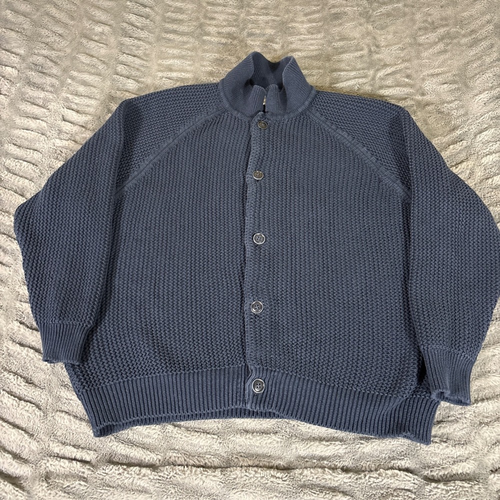 American Eagle x Tru Kolors Mens XL Navy Blue Chunky Cotton Cardigan Sweater